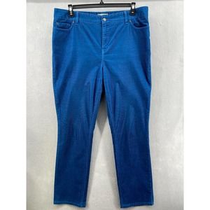 LL Bean Pants Womens Sz 18T Tall Blue Corduroy Straight Leg Favorite Fit Stretch